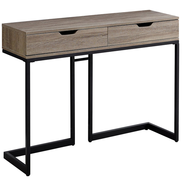 32" Dark Taupe Finish and Black Metal Accent Table