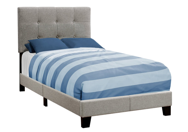 45.75" Solid Wood MDF Foam and Linen Twin Size Bed