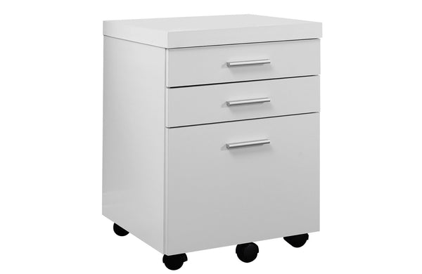 17.75" x 18.25" x 25.25" White Black Particle Board 3 Drawers  Filing Cabinet