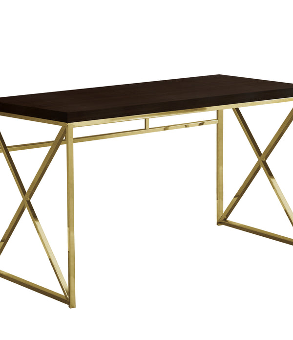 Modern Gold and Walnut Finish Computer Desk