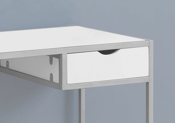 20" x 42.25" x 30" White Silver Mdf Metal  Computer Desk