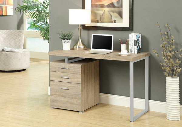 23.75" x 47.25" x 30" Natural Silver Particle Board Hollow Core Metal  Computer Desk