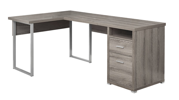 47.25" x 78.75" x 30" Dark Taupe Silver Particle Board Hollow Core Metal  Computer Desk