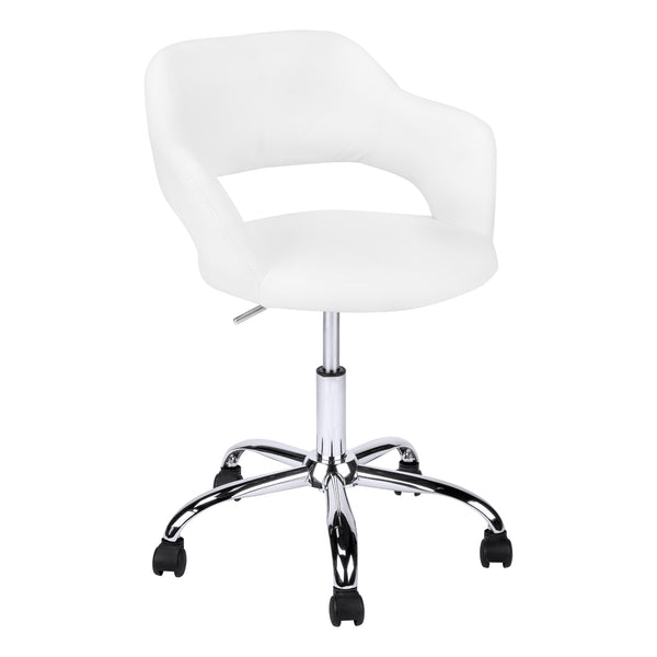 21" x 22.5" x 29" White Foam Metal Leather Look Lift Base  Office Chair