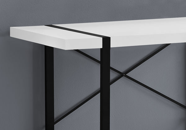 23.75" x 49" x 30" White Black Particle Board Hollow Core Metal  Computer Desk