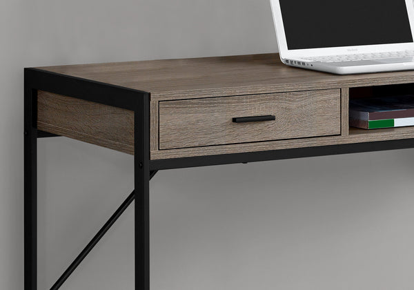 22" x 48" x 30" Dark Taupe  Black  Metal  Computer Desk