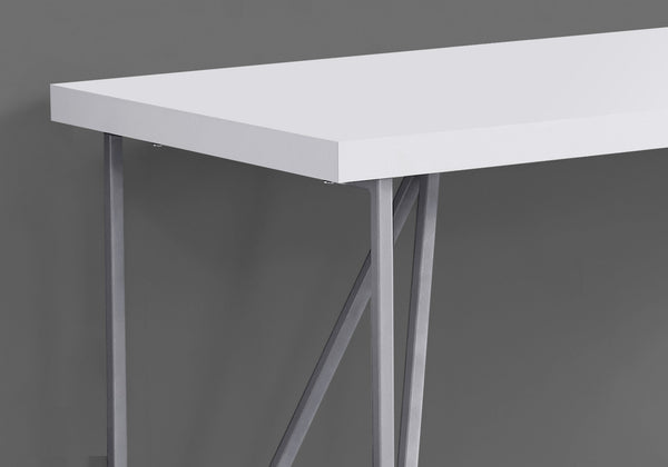 22" x 47.25" x 30" White Silver Metal Hollow Core Particle Board  Computer Desk