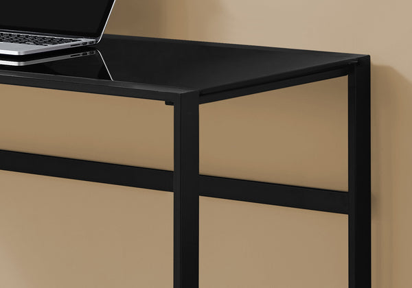 22" x 48" x 30" Black  Black  Tempered Glass  Metal   Computer Desk