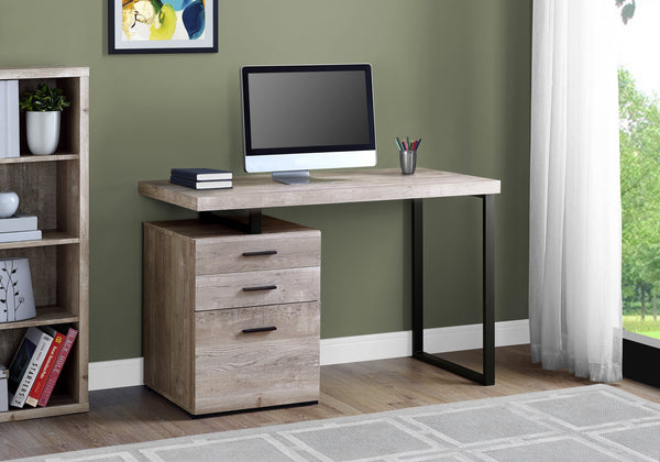 23.75" x 47.25" x 30" Taupe Black Particle Board Hollow Core Metal  Computer Desk