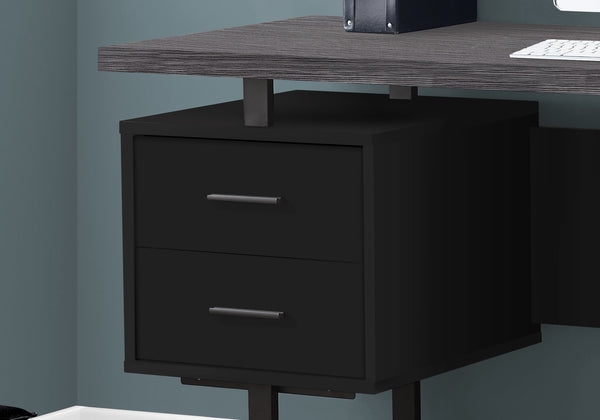 23.75" x 60" x 30.25" Black Grey Particle Board Hollow Core Metal  Computer Desk With A Hollow Core