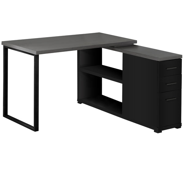 47.25" x 47.25" x 29.5" Black Grey Particle Board Hollow Core Metal  Computer Desk With A Grey Top