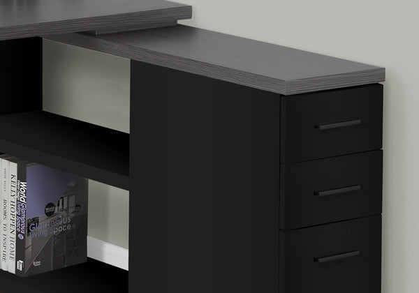 47.25" x 47.25" x 29.5" Black Grey Particle Board Hollow Core Metal  Computer Desk With A Grey Top