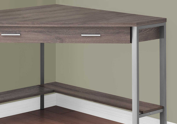 42" x 42" x 30" Dark Taupe  Silver  Particle Board  Hollow Core  Metal   Computer Desk