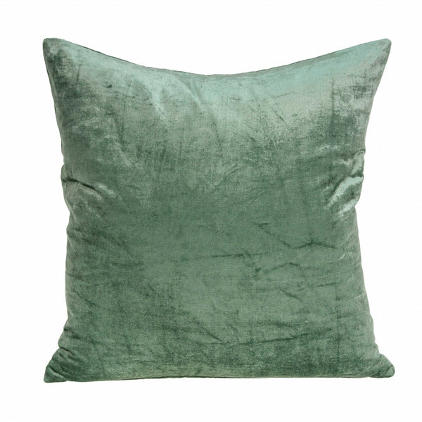 18" x 0.5" x 18" Transitional Green Solid Pillow Cover