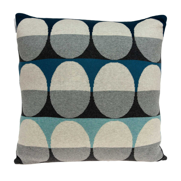 Geometric Design Gray And Teal Blue Cotton Pillow Cover