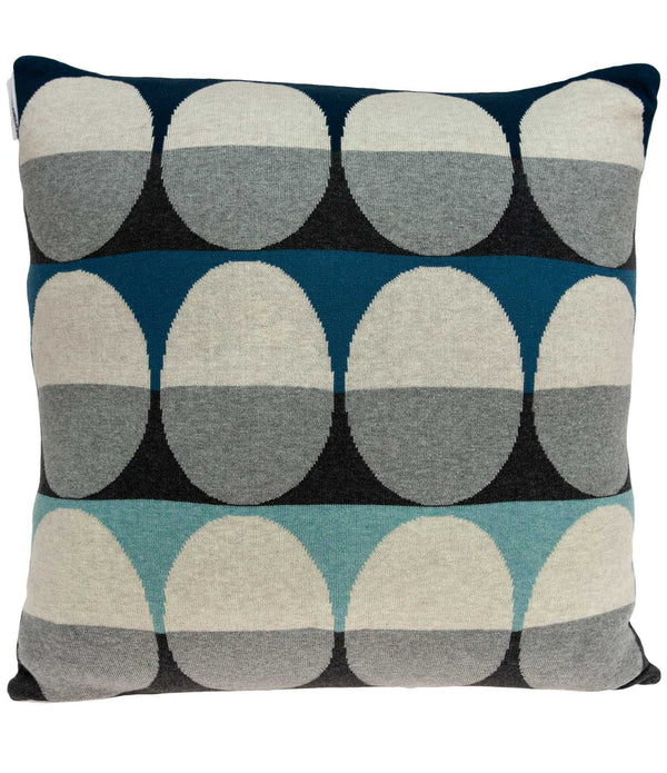 Geometric Design Gray And Teal Blue Cotton Pillow Cover