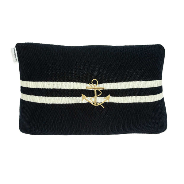 Nautical Navy Blue Anchor Lumbar Pillow Cover