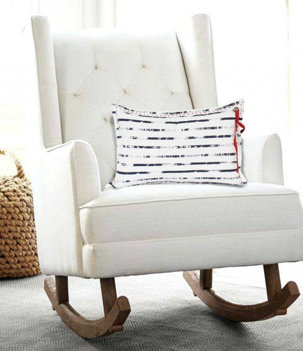 Nautical White and Blue Stripe Pillow Cover