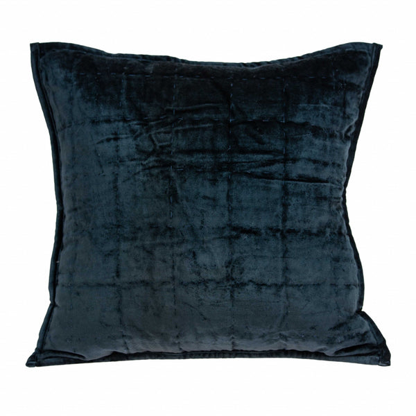 Super Soft Dark Blue Solid Quilted Pillow Cover