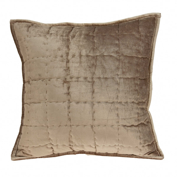 Super Soft Taupe Solid Quilted Pillow Cover