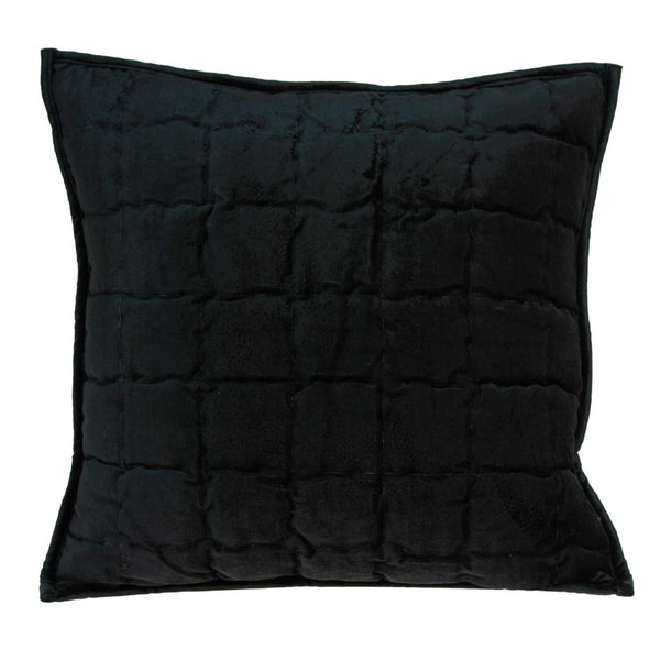 20" x 0.5" x 20" Transitional Black Solid Quilted Pillow Cover