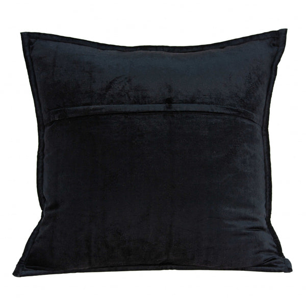 20" x 0.5" x 20" Transitional Black Solid Quilted Pillow Cover