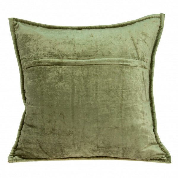 20" x 0.5" x 20" Transitional Olive Solid Quilted Pillow Cover