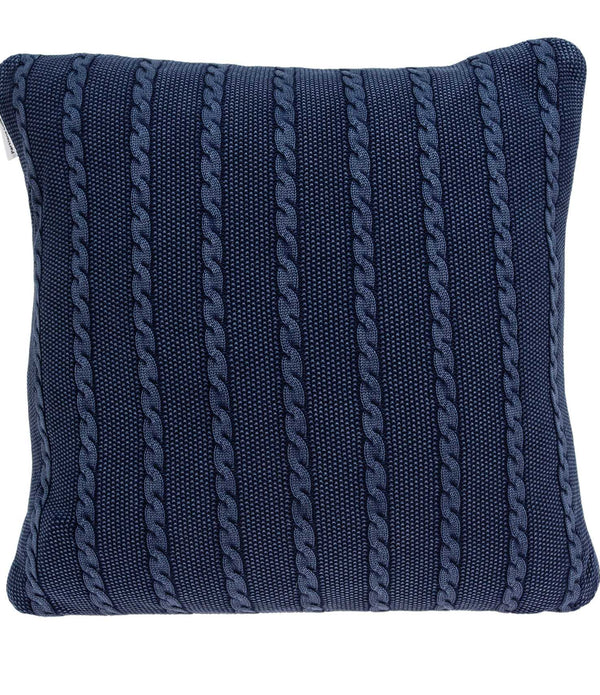 Casual Sweater Knit Blue Stripe Accent Pillow Cover