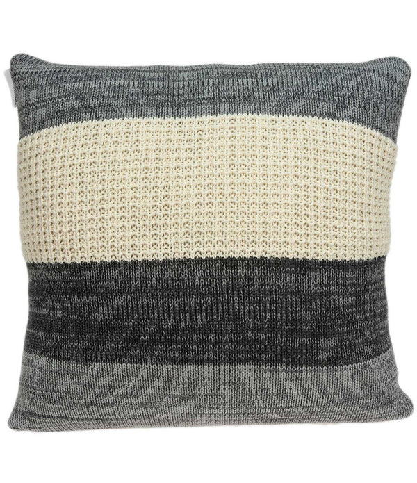 Casual Square Cream and Heather Gray Accent Pillow Cover