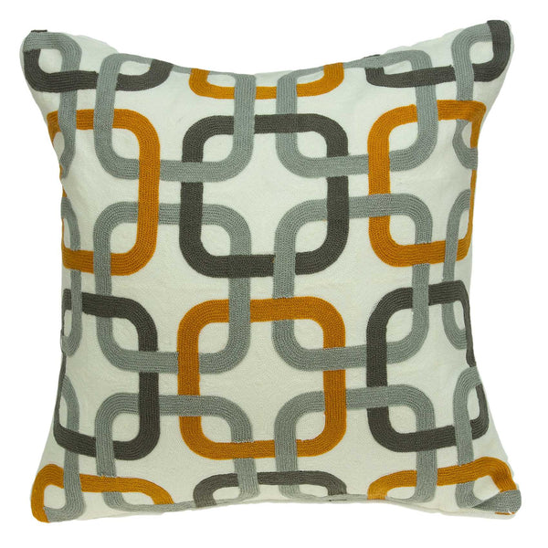 20" x 0.5" x 20" Transitional Gray Orange and White Accent Pillow Cover