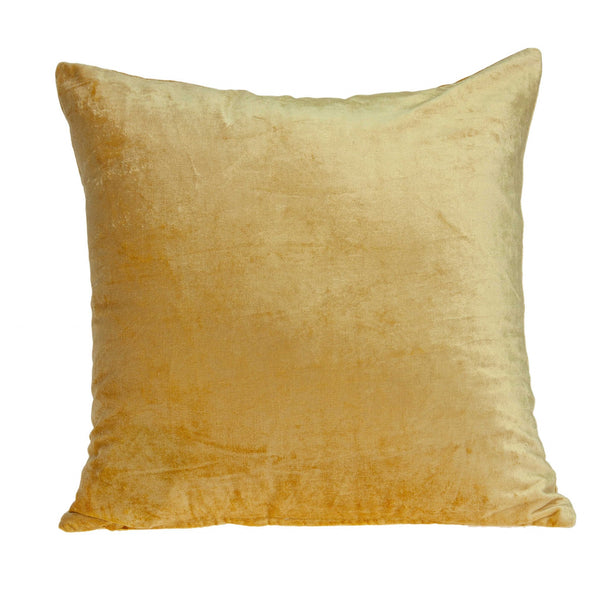 18" x 7" x 18" Transitional Yellow Solid Pillow Cover With Down Insert