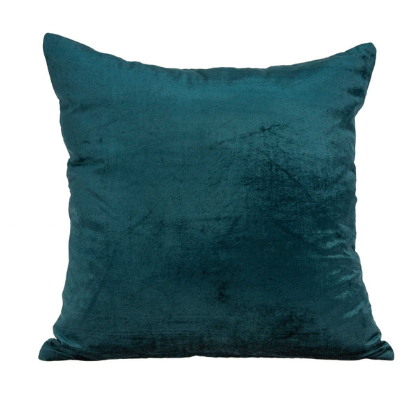 20" x 7" x 20" Transitional Teal Solid Pillow Cover With Down Insert