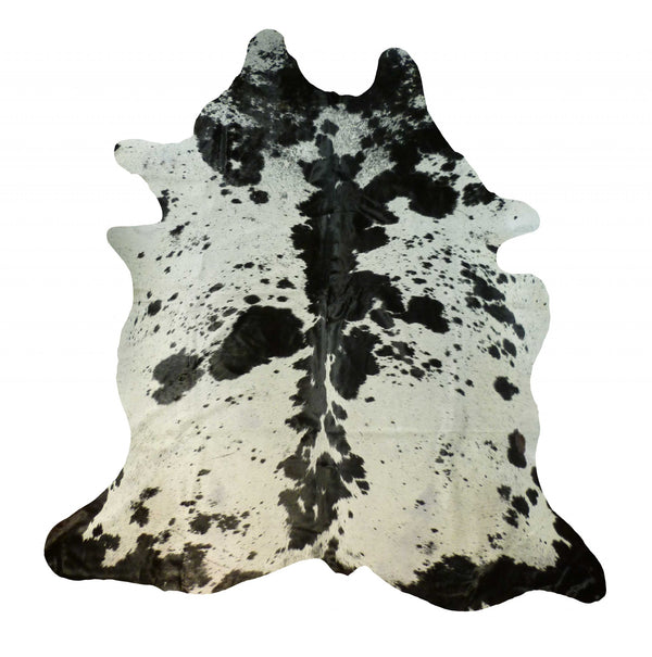 6 Ft Black and White Brindled Cowhide Rug