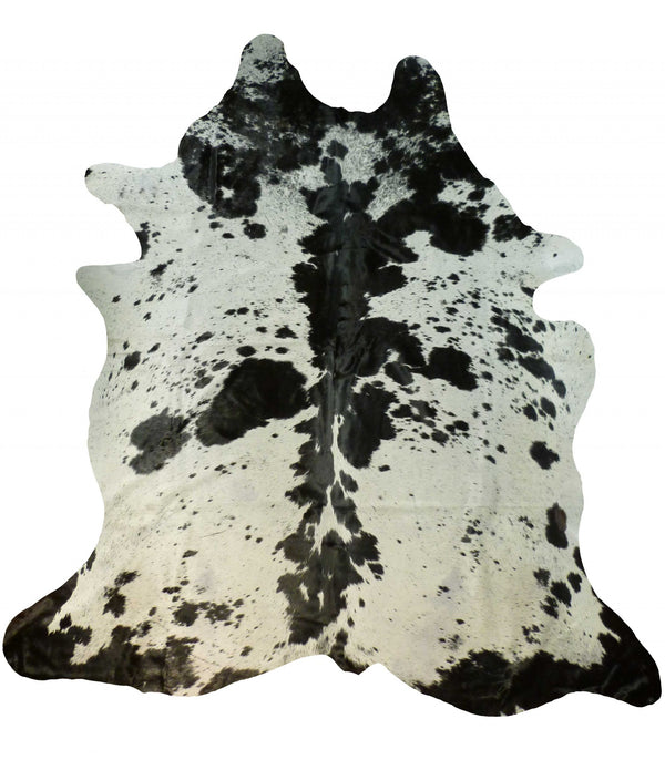 6 Ft Black and White Brindled Cowhide Rug