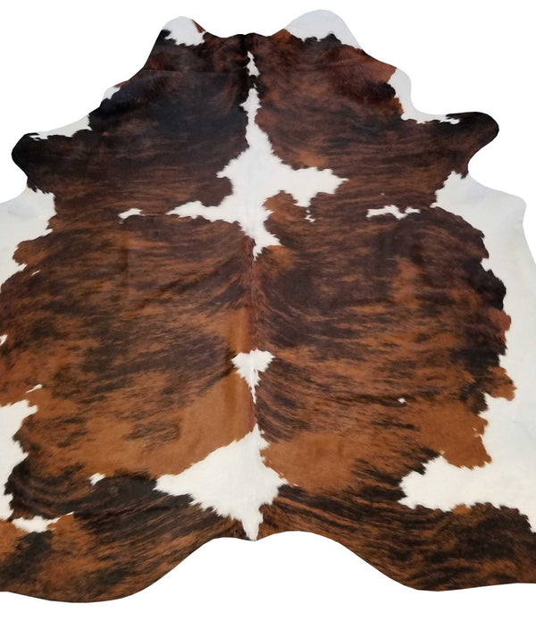 6.5 Ft  Tri-Colored Brindled Cowhide Rug