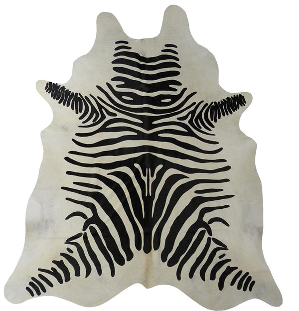 6 Ft Black and White Stenciled Cowhide Rug