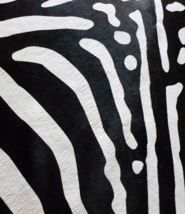 6 Ft Stenciled Reverse Zebra Cowhide Rug