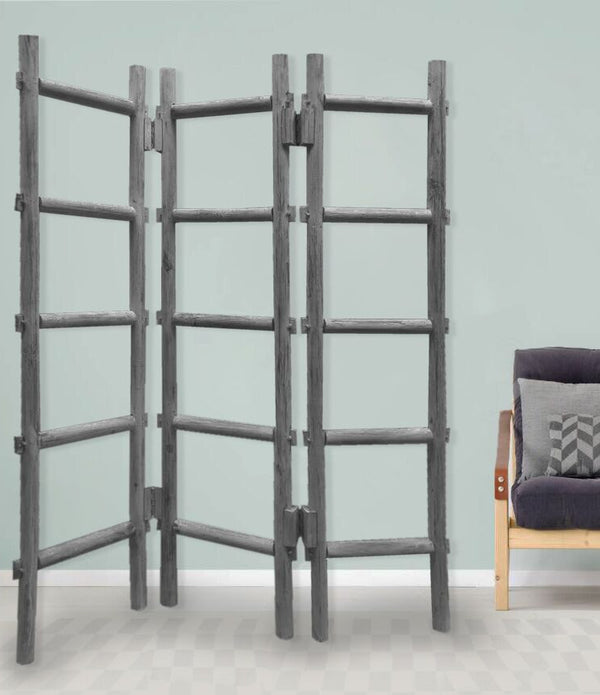 54 x 1.5 x 59 Gray Wood Blanket Rack  Screen