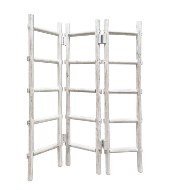 54 x 1.5 x 59 White Wood Blanket Rack  Screen