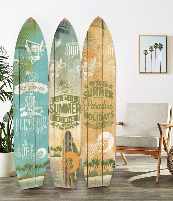 47 x 1 x 71 Multicolor Wood Surfboard Summer  Screen