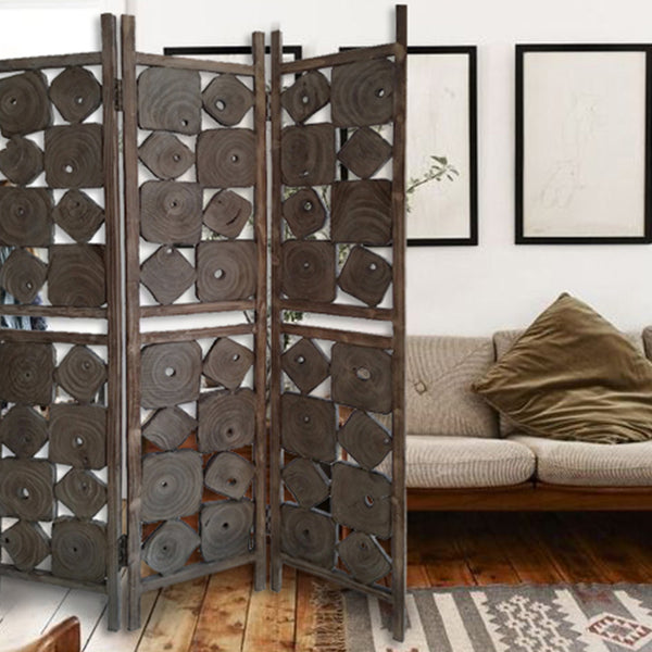 53" x 1" x 71" Weathered Brown Wood  Screen