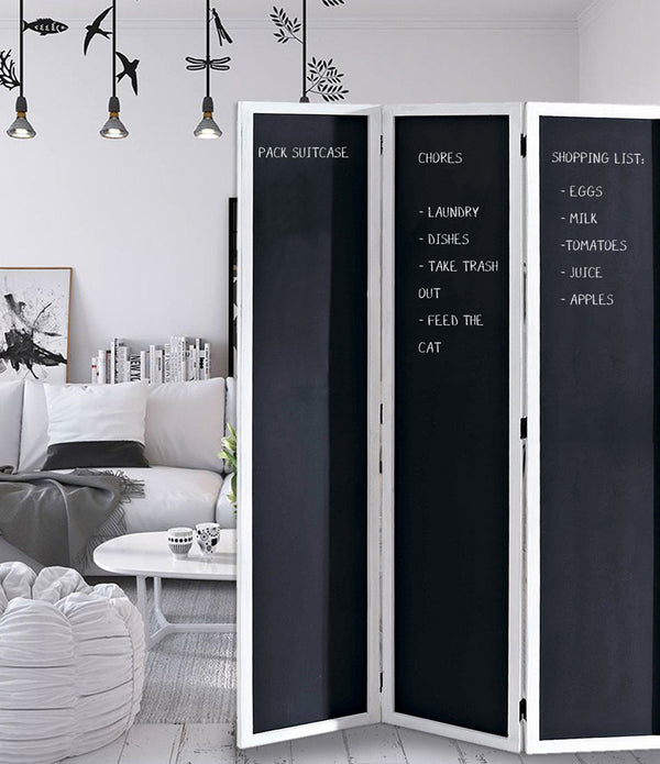 47 x 1.5 x 67 Black And White Wood Chalkboard - Screen