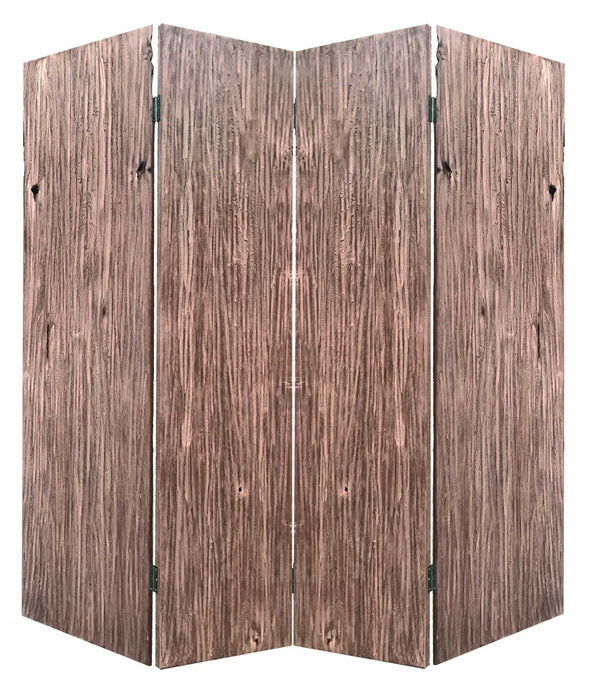 84 x 2 x 84 Brown 4 Panel Wood Woodland - Screen