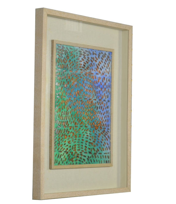 Wild Green and Blue Light Wood Shadowbox Wall Art