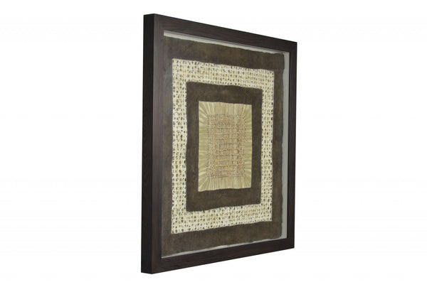 26 x 2 x 35 35'' Brown Wood Fabric And Glass - Shadow Box