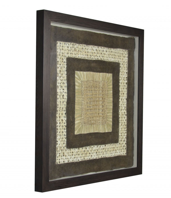 26 x 2 x 35 35'' Brown Wood Fabric And Glass - Shadow Box