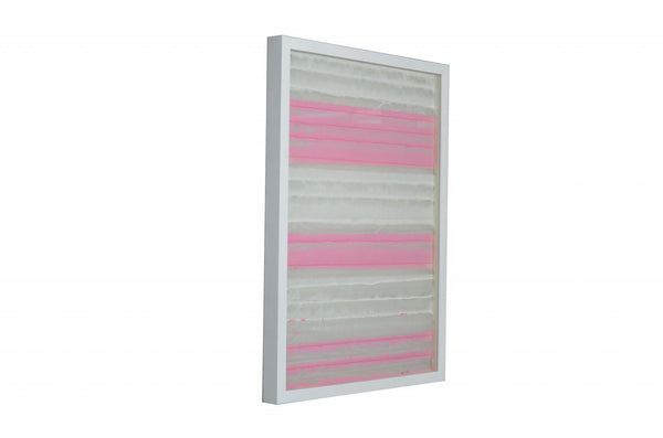 Fun White And Pink Stripes Shadow Box Wall Art