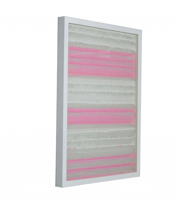 Fun White And Pink Stripes Shadow Box Wall Art