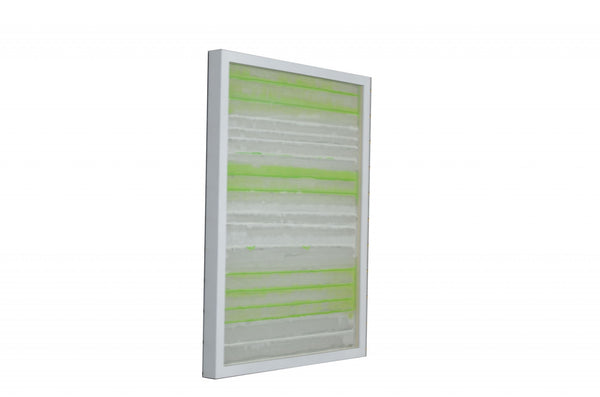 Fun White and Green Stripes Shadow Box Wall Art