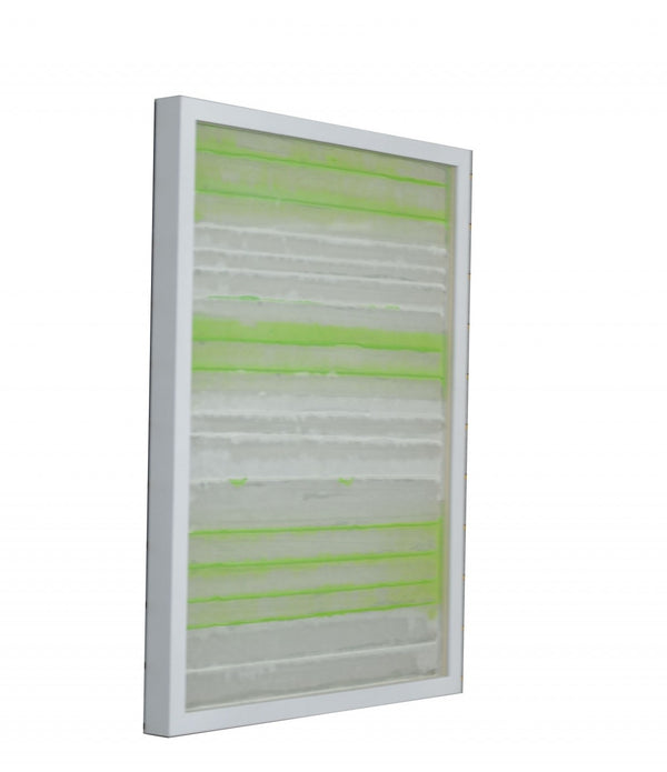 Fun White and Green Stripes Shadow Box Wall Art